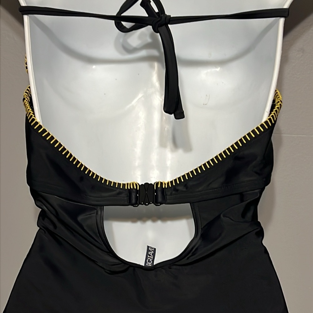 Figleaves Fuller Bust Embroidered Double Strap Swimsuit 34DDD Black One Piece - Picture 8 of 14